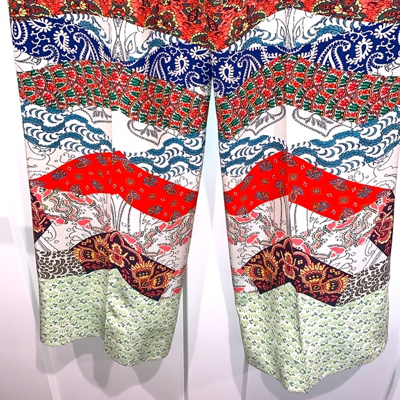 NWT Etro Patchwork printed silk wide-leg Italian made trousers Sz 42 - Picture 11 of 16